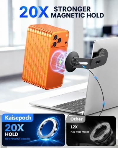 Magnetic Phone Mount for Laptop＆Tesla,15W Wireless for Magsafe Charger