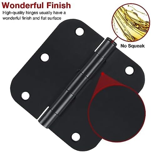 Rounded Door Hinges 3-1/2" x 3.5 inch, 5/8 Radius, Matte Black 3 ½ Inch ...