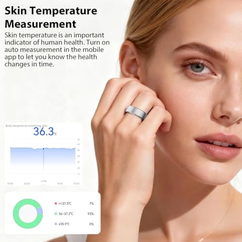 COLMI Smart Ring for Women, AI Health Tracker & 5ATM, R02. (Silver, 10#)