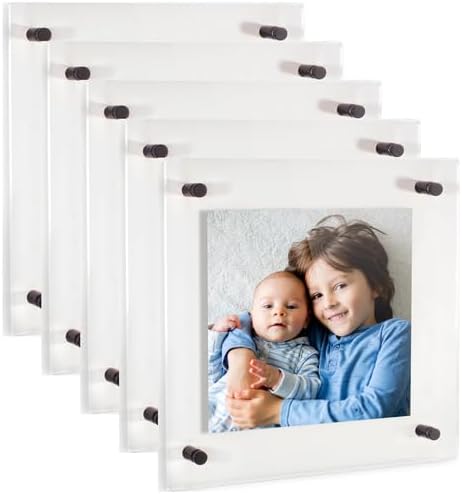 ArtToFrames 12x12 Inch Double Panel Floating Acrylic Picture Frame comes (5 P...