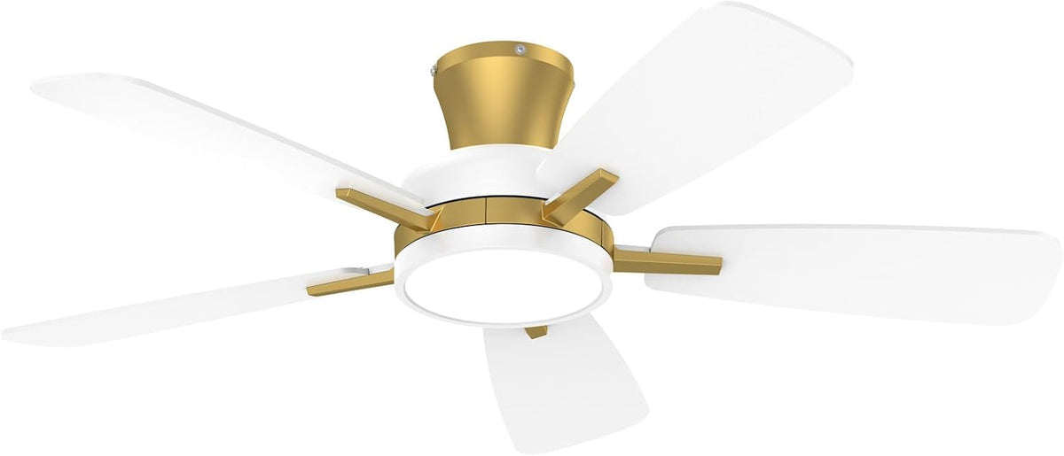 TALOYA 46 inch Ceiling Fans with Lights and Remote, Night Light, White Gold