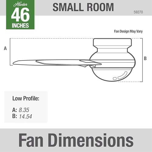 Hunter Anslee, Indoor, Ceiling Fan, with LED Light, 46 inch, Matte Silver