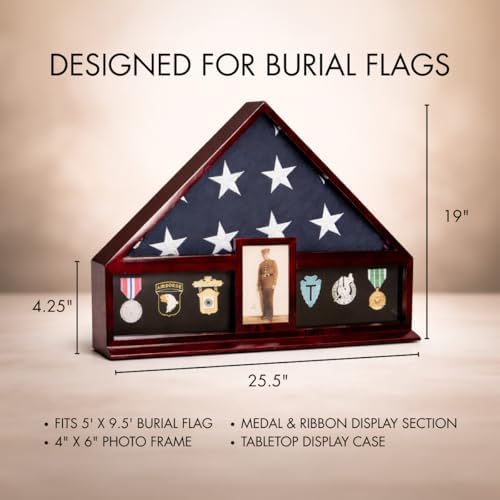 Bey-Berk Custom Personalized American Flag Display Case for 5' x 9.5'...