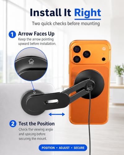 Magnetic Phone Mount for Laptop＆Tesla,15W Wireless for Magsafe Charger