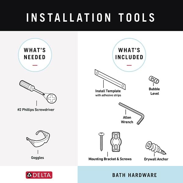 Delta Faucet McLaren 3-Piece Bathroom Set, Matte Black, 18"/24" Tow...