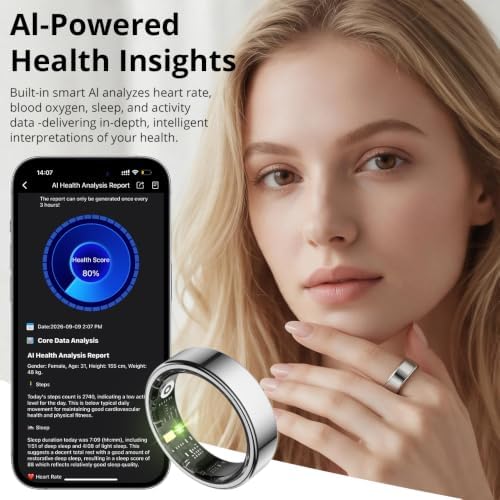 COLMI Smart Ring for Women, AI Health Tracker & 5ATM, R02. (Silver, 10#)