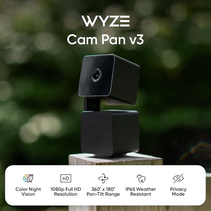 WYZE Cam Pan v3 Indoor/Outdoor IP65 1080P 360° Pan/Tilt/Zoom WiFi Smart Home