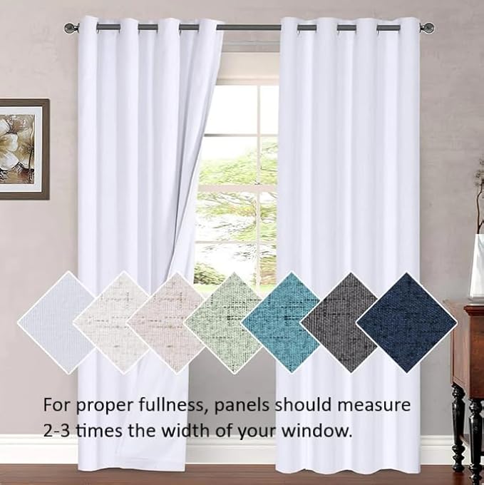 H.VERSAILTEX Linen Blackout Curtains 63 Inches Long 100% Absolutely Blackout