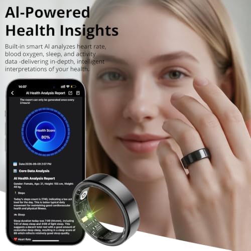 COLMI Smart Ring for Women, AI Health Tracker & 5ATM, R02. (Black, 11#)