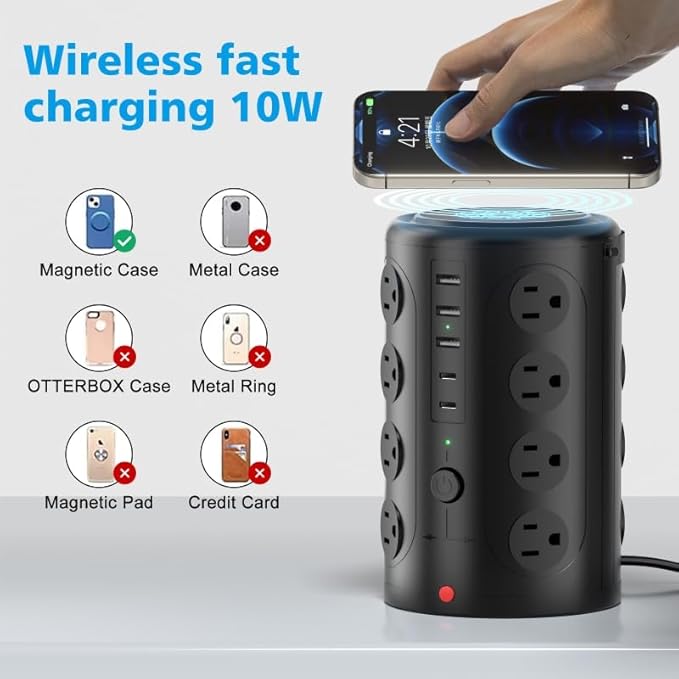 Surge Protector Power Strip, Desk Charging Station
