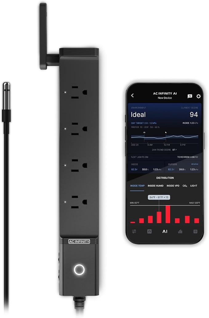 AC Infinity Outlet AI, Environment Controller, Smart WiFi Power Strip,
