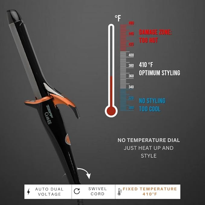 TAIFF Curves Professional Black Titanium Curling Iron – High-Performance Hair