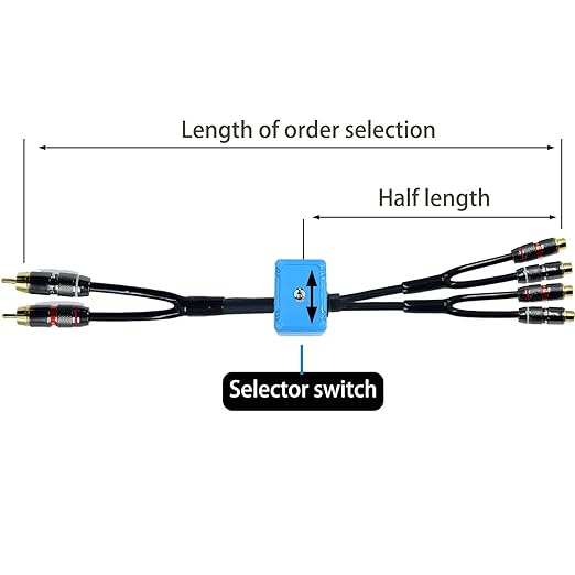 18ft Sound Channel swicher 2 Male to 4 Female RCA Switch Selector 2 in 1 Out