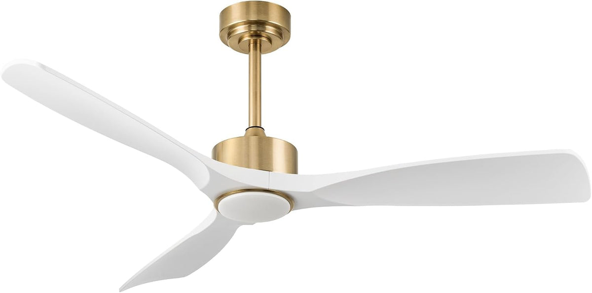 52 Inch Modern White and Gold Ceiling Fans with Lights and Remote