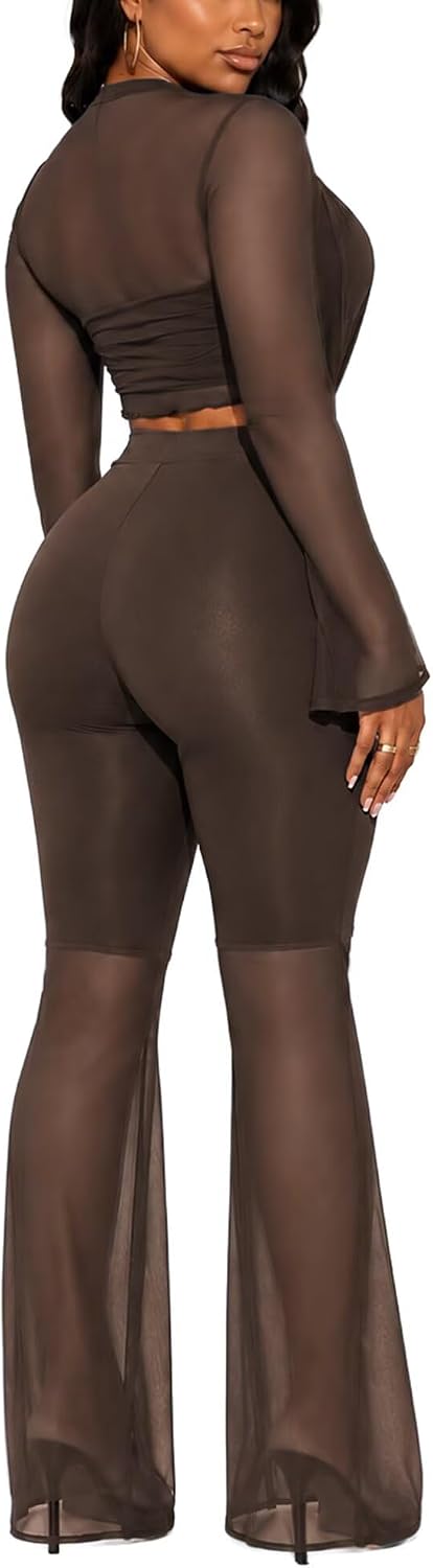 Kafiloe Sexy Mesh 3 Piece Outfits for Women Club Outfits Going Out Sets