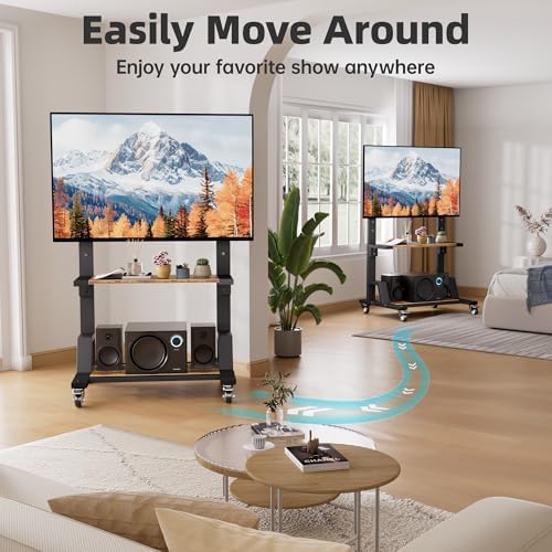 AENTGIU Rolling TV Stand, Mobile TV Stand for 32-75-Inch TVs up to 150lbs