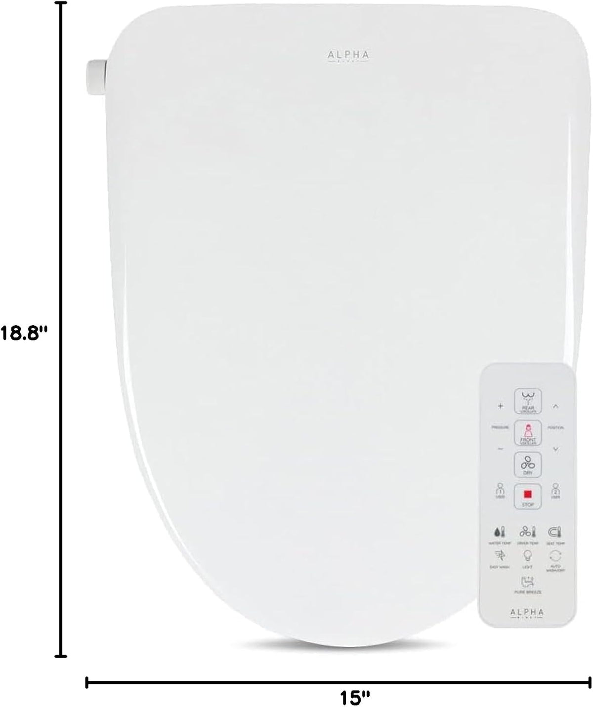 ALPHA BIDET UX Pearl Bidet Toilet Seat in Round White | Ultra Low Profile |