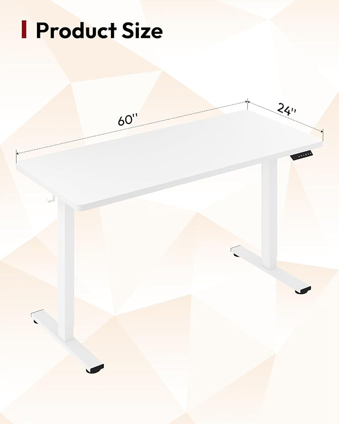 SANODESK Electric Standing Desk 60 x 24 Inches Whole-Piece Desktop Height