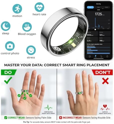 COLMI Smart Ring for Women, AI Health Tracker & 5ATM, R02. (Silver, 10#)