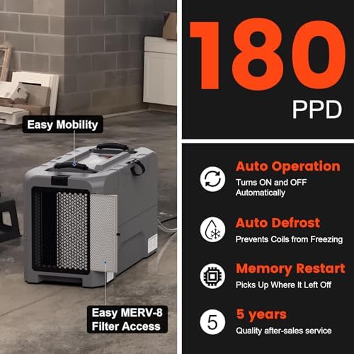 180 PPD LGR Commercial Dehumidifier with Pump and Drain Hose