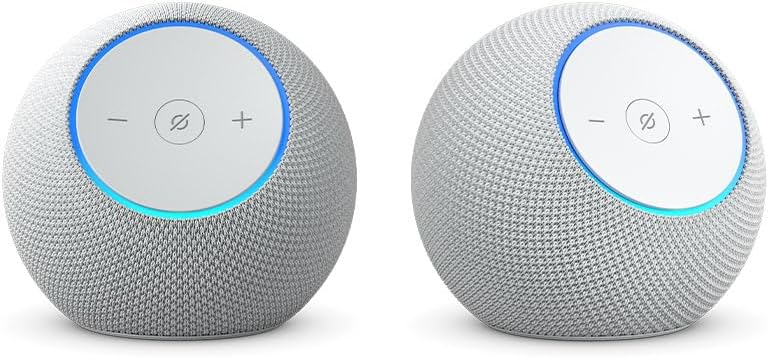 Echo Dot Max (newest model) stereo pair, Glacier White