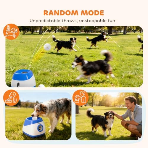 PawHut Automatic Dog Ball Launcher Remote Control for Large Breeds Blue