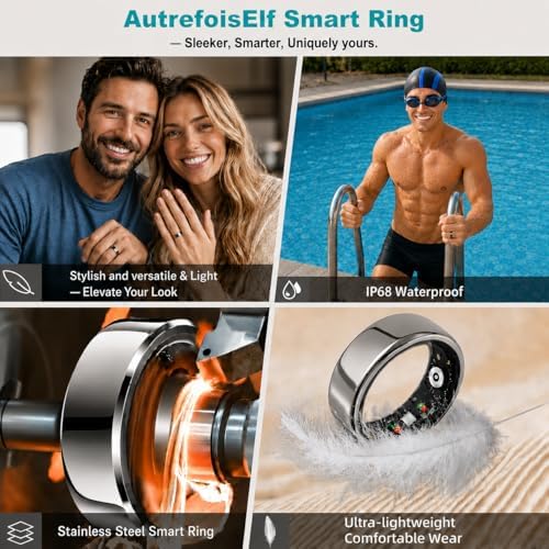 Smart Ring Health Tracker for Women Men, Fitness Ring Gen3 Black,12