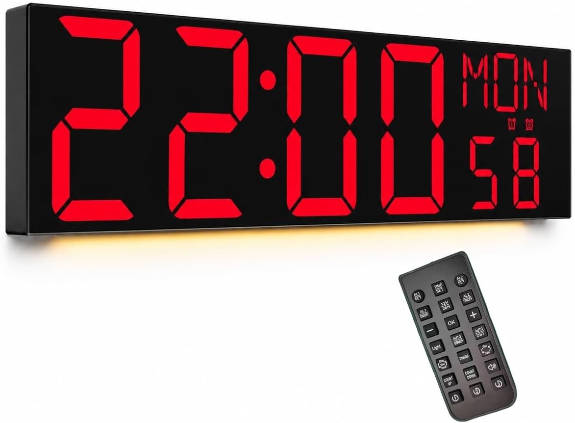 JALL 30" Giant Digital Wall Clock, Extra Large LED Clock with Remote, Hu...