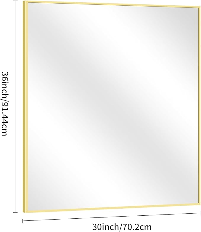 Gold Bathroom Mirror for Wall, 30x36 Inch Rectangle