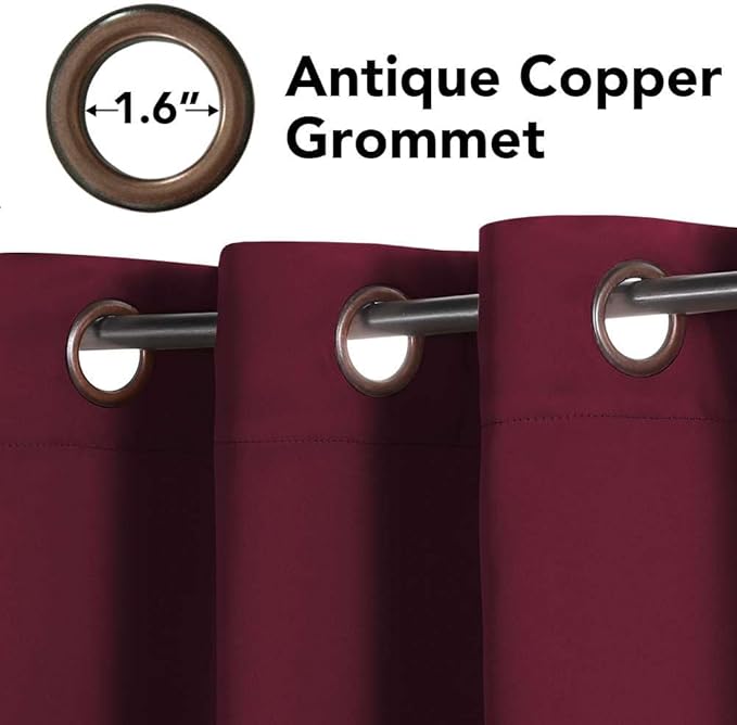 H.VERSAILTEX Burgundy Red Blackout Draperies Curtains Thermal Insulated Windo...