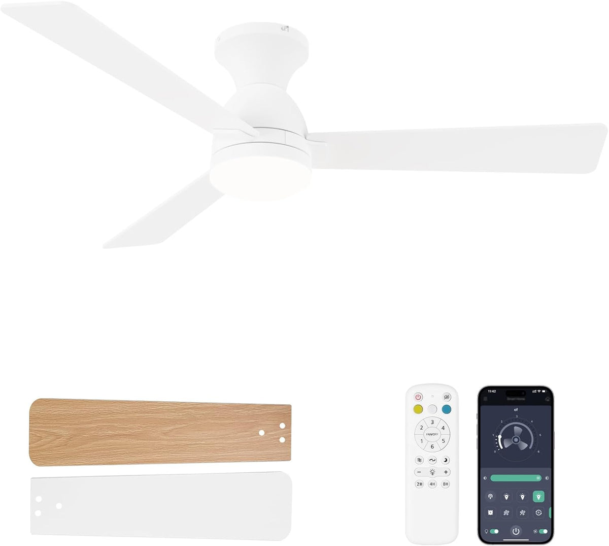 Ceiling Fans with Lights, 48 inch Low Profile Ceiling Fan with Light and Remo...