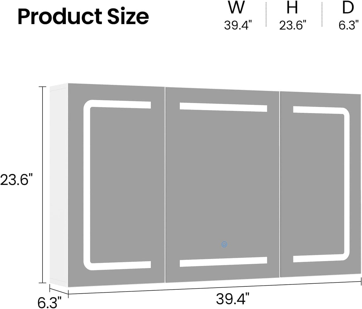 Medicine Cabinet Organizer with Mirror, Lighted Bathroom Medicine Cabinet wit...