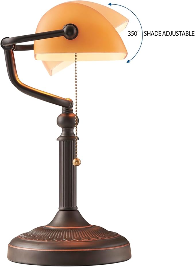 Newrays Matted Orange Glass Bankers Desk Lamp