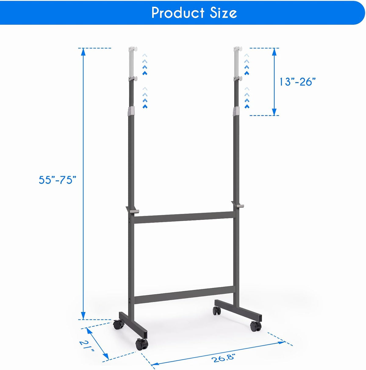 Maxtek Mobile Whiteboard Stand with Wheels, Stand Only, No Drill (Black