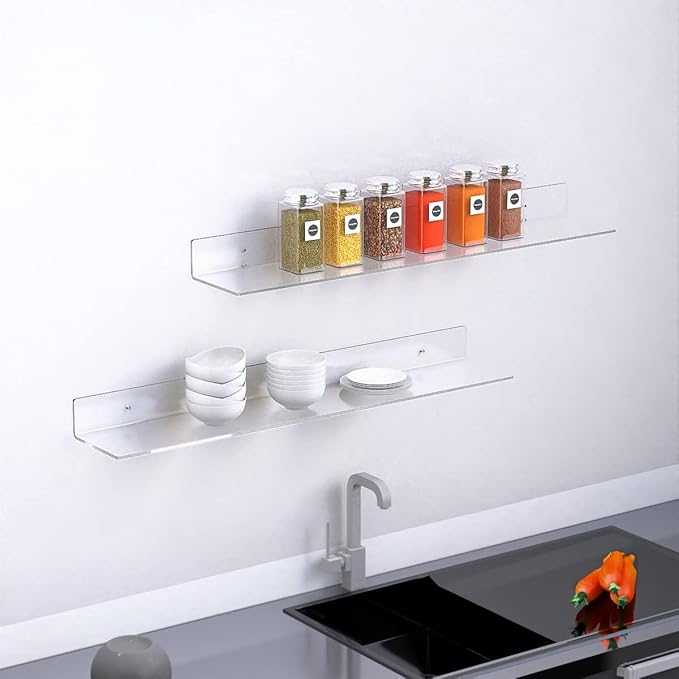 36 Inches Acrylic Wall Shelves 2 Pack, Floating Shelf