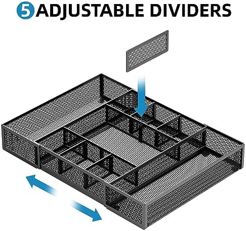 Marbrasse Expandable Desk Drawer Organizer, Mesh Drawer Organizer Tray with 1...