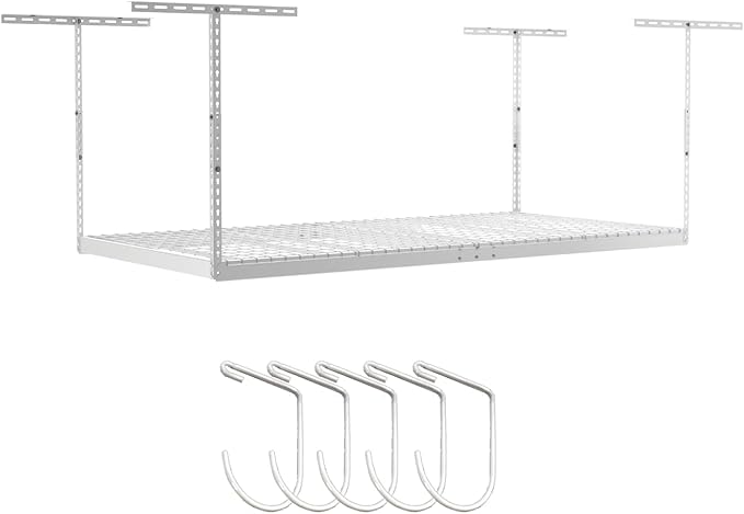 SafeRacks 4 ft x 8 ft Overhead Storage Rack Adjustable 24 in - 45in Height (5...