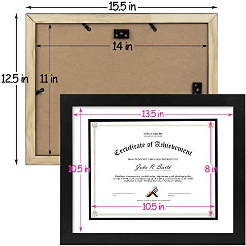 Golden State Art 11x14 Diploma Frame for 8.5x11 Document,Solid Wood/Glass | F...