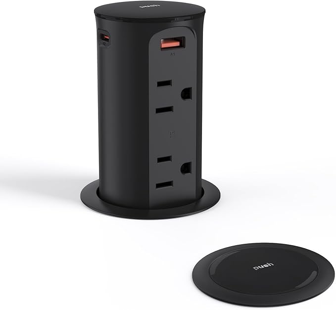 Jgstkcity Pop Up Power Outlet for Countertops & Desks, 2.5-Inch Hole Flush