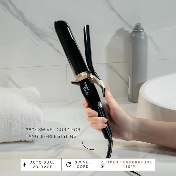 TAIFF Curves Professional Black Titanium Curling Iron – High-Performance Hair