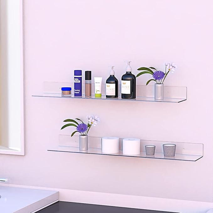 36 Inches Acrylic Wall Shelves 2 Pack, Floating Shelf