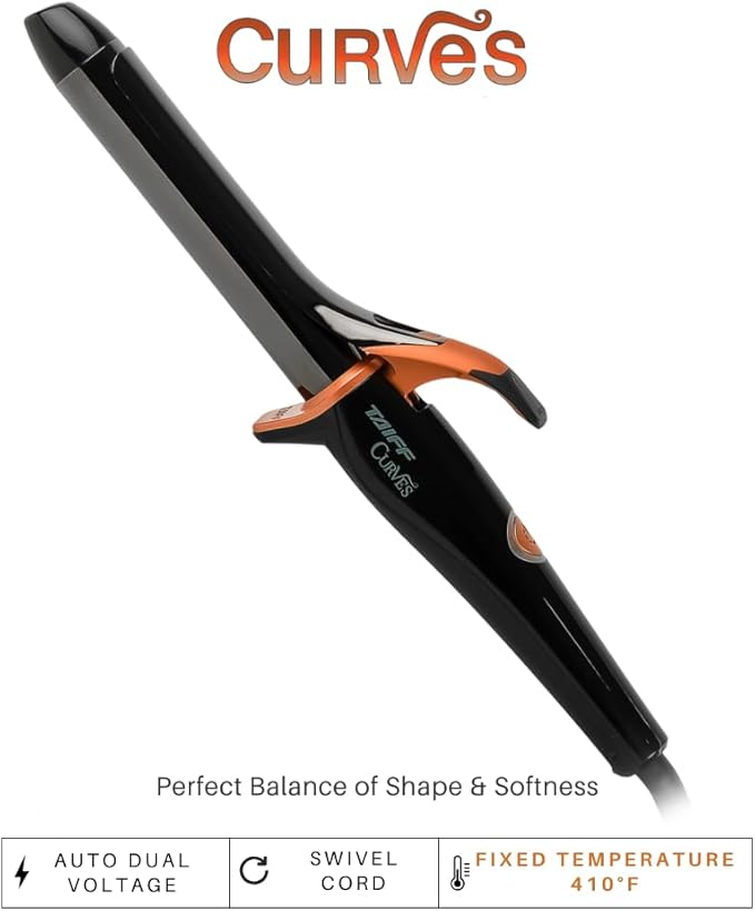 TAIFF Curves Professional Black Titanium Curling Iron – High-Performance Hair