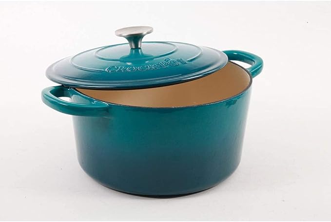 Crock-Pot Artisan 5-Quart Round Enameled Cast Iron Dutch Oven – Teal Ombre