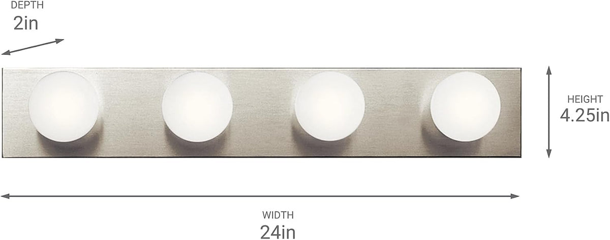 Kichler Linear Bath 4-Light Bathroom Vanity Light, Brushed Nickel