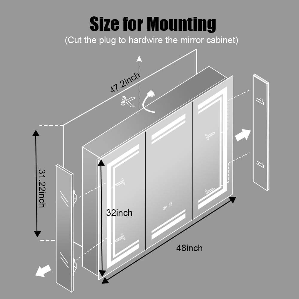 High-End Led Medicine Cabinet,Lighted Medicine Cabinet,3 Colors&Dimmable,...