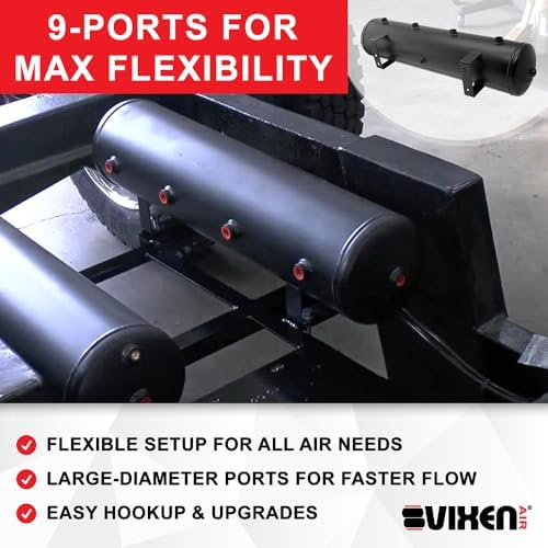 Vixen Air 12V Air Suspension Kit with 200 PSI Compressors and 5 Gallon Tank O...