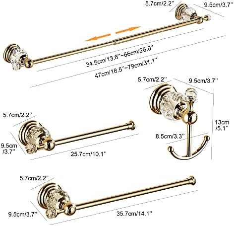 Crystal Bathroom Hardware Set,Adjustable Towel Rack, Toilet Roll Paper Holder...