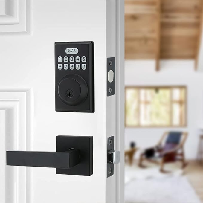 Keyless Entry Door Lock with 2 Handles, Electronic Keypad Deadbolt Front Door