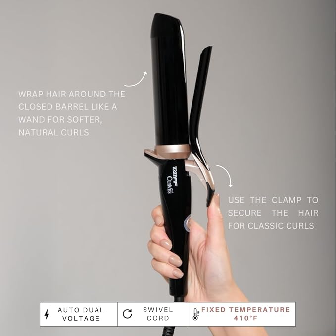 TAIFF Curves Professional Black Titanium Curling Iron – High-Performance Hair