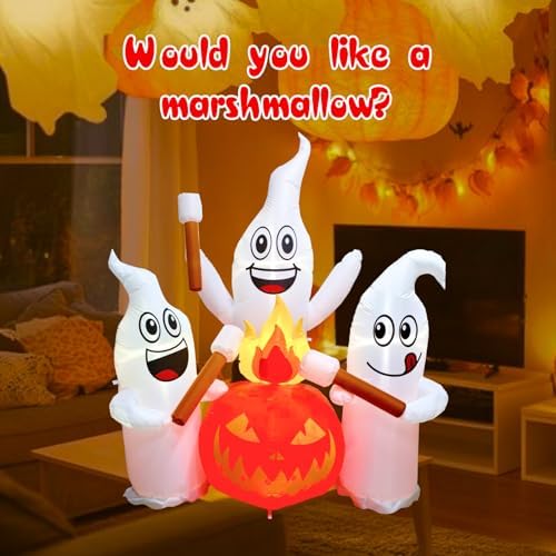 6 FT Halloween Inflatable Ghosts Roasting Marshmallows